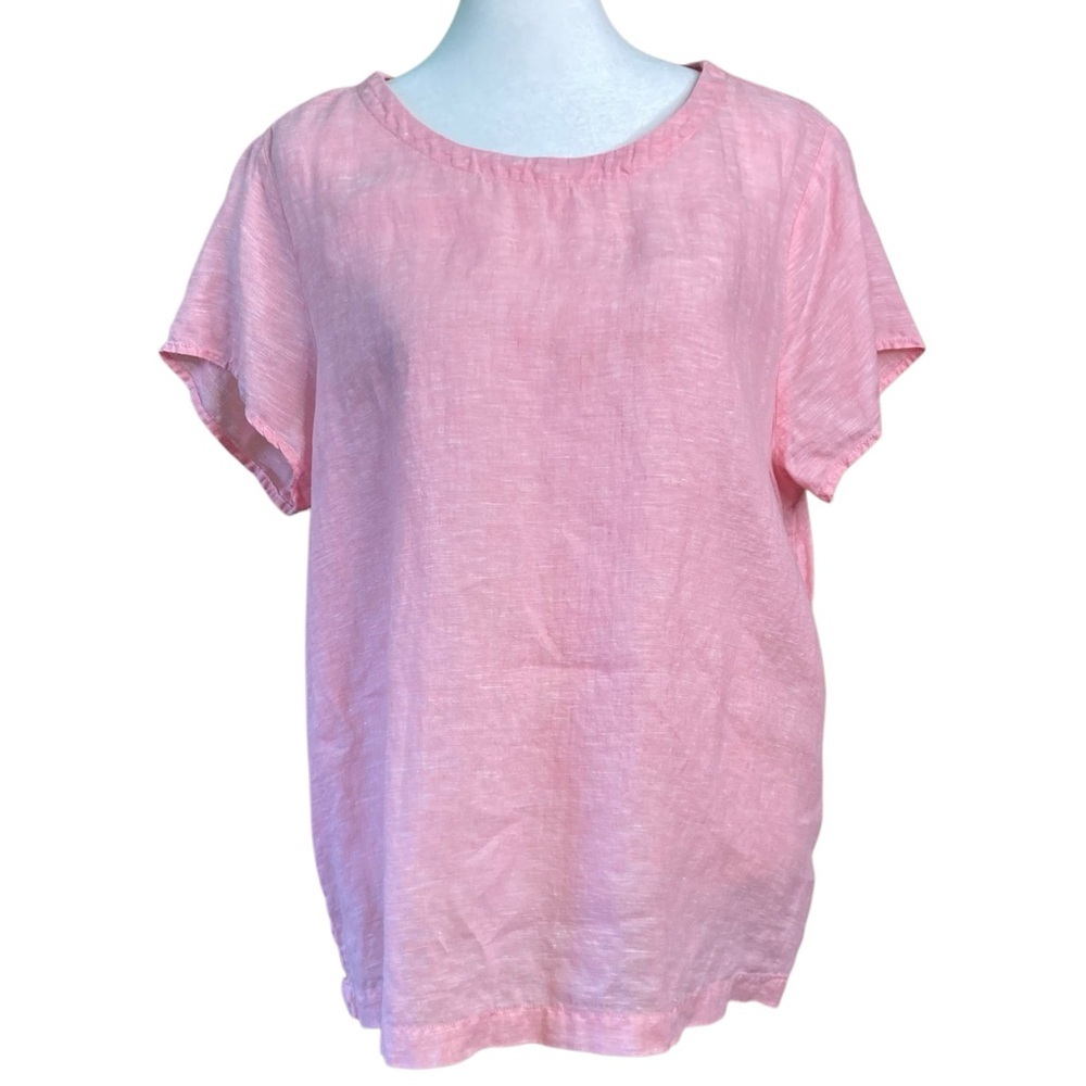 Cynthia Rowley Pastel Pink 100% Linen Side Button Blouse  (Size L)
